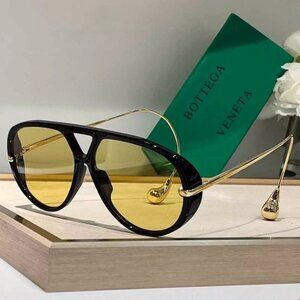 BOTTEGA VENETA Sunglasses BV1273 Black Gold Frame Yellow Lensd